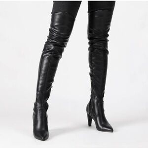 Leather thigh high boots